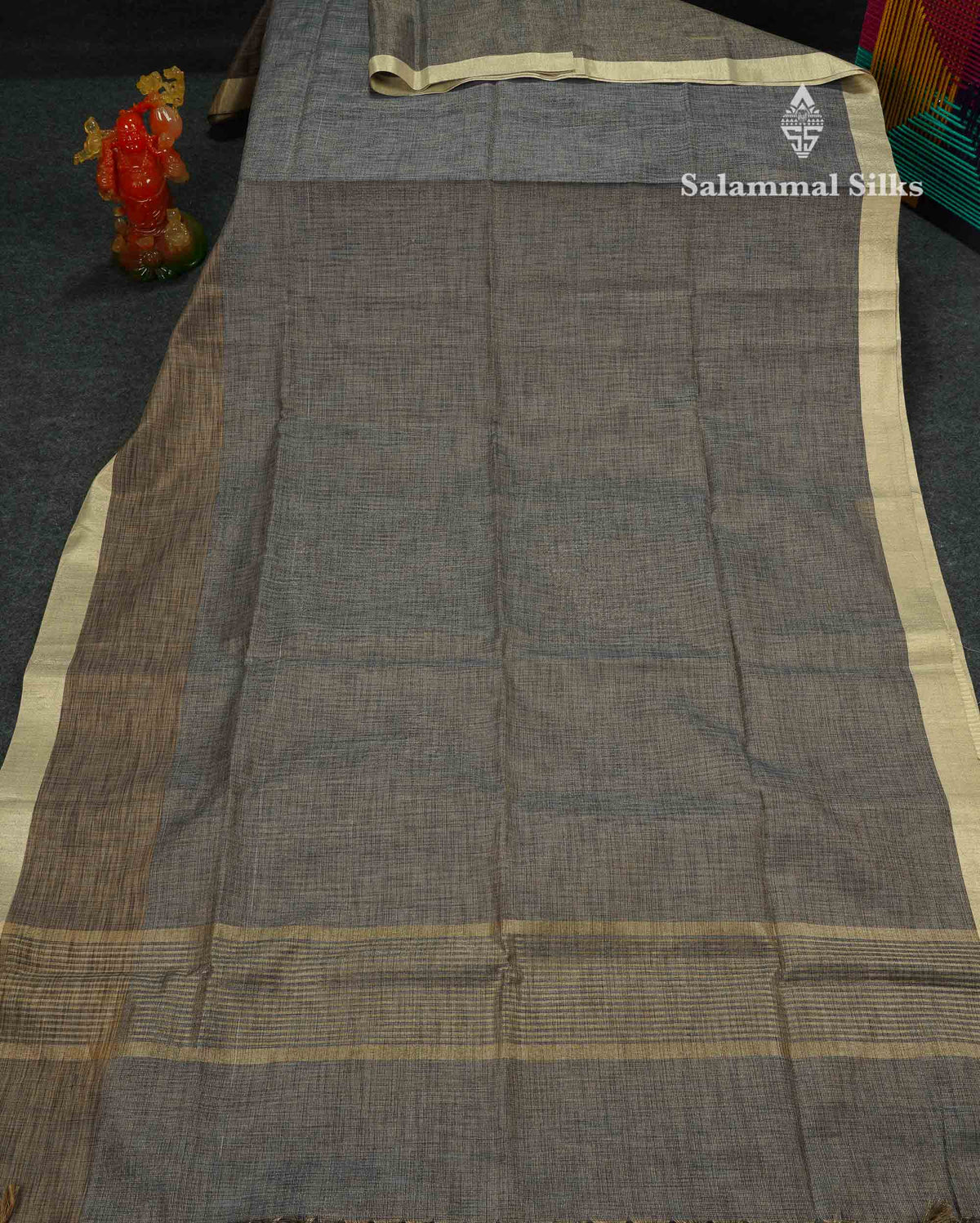 Beautiful Light Violet Linen Cotton Mix Fancy Saree With Fancy Border