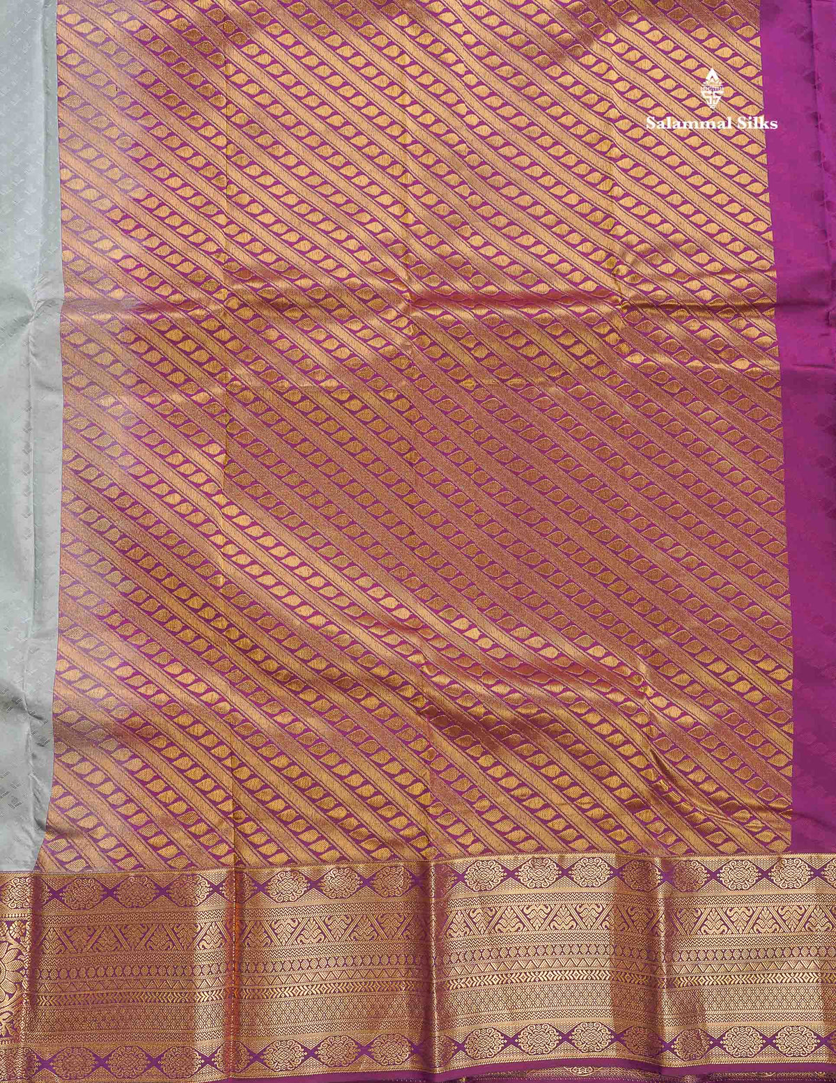 Semi Silk Saree - Grey Colour Body With Contrast Magenta Evening Morning Border