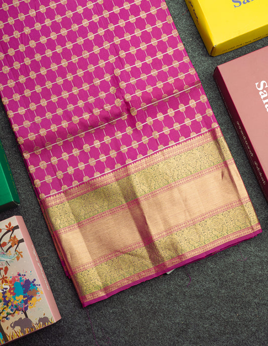 Vadamalli Bridal Pure Kanjivaram Silk Saree With Rettapet Border