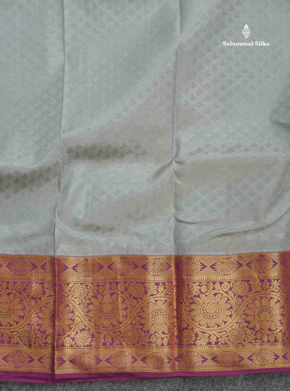 Semi Silk Saree - Grey Colour Body With Contrast Magenta Evening Morning Border