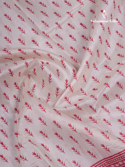 Beautiful White Mahu Silk Fancy Saree With Contrast Red Tissue Border
