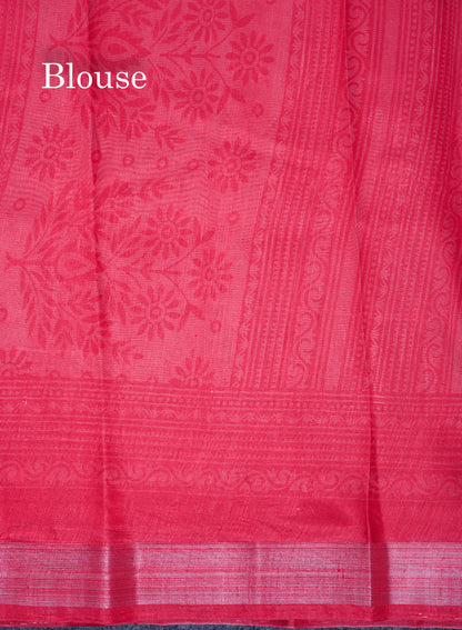 Beautiful White Mahu Silk Fancy Saree With Contrast Red Tissue Border