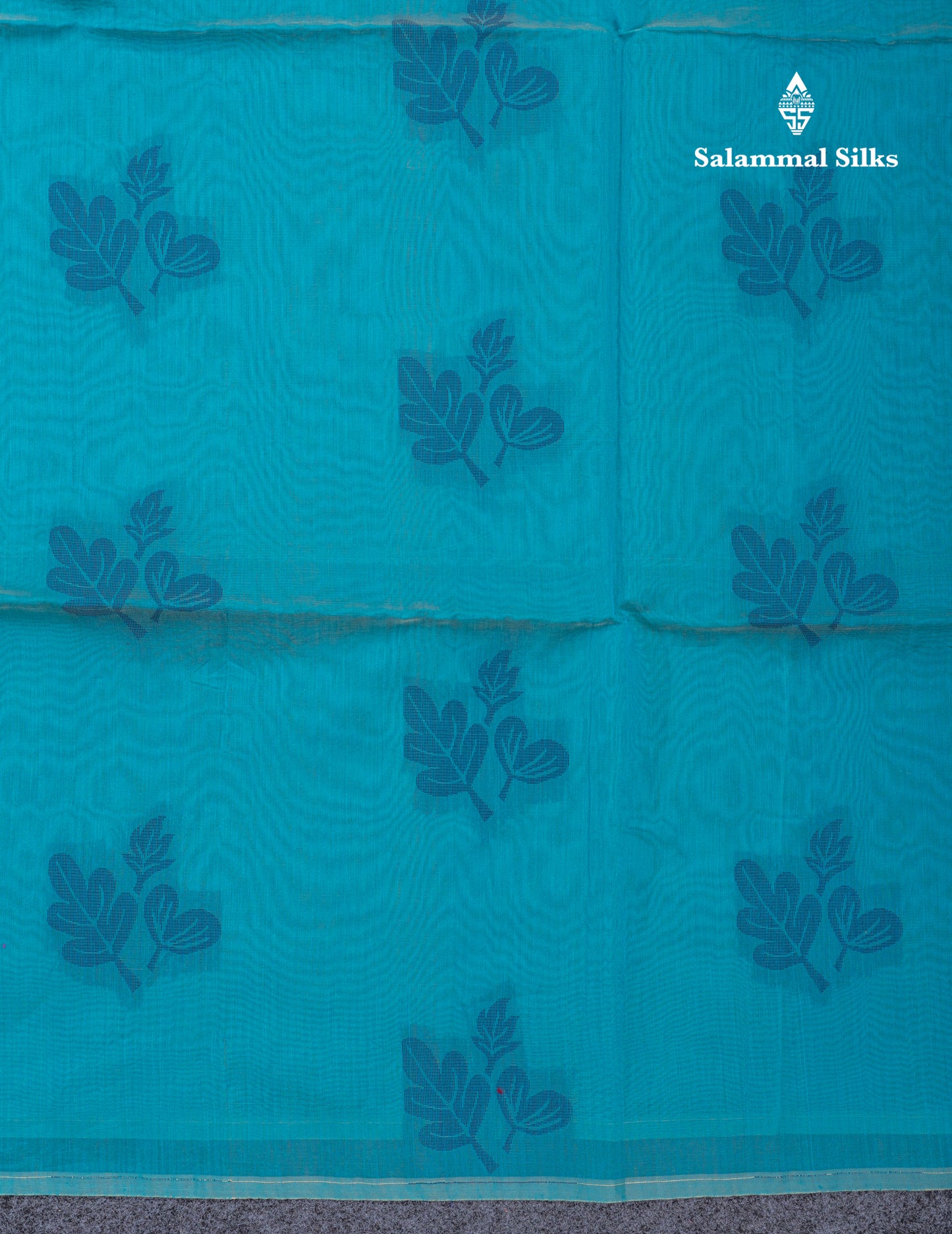 Beautiful Sapphire Blue Fancy Kora Cotton Saree With Blouse