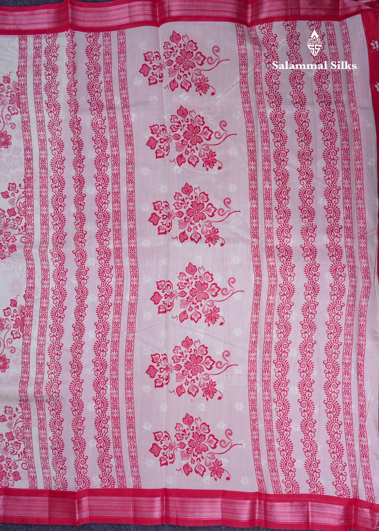 Beautiful Half White Mahu Silk Fancy Saree With Contrast Red Tissue Border