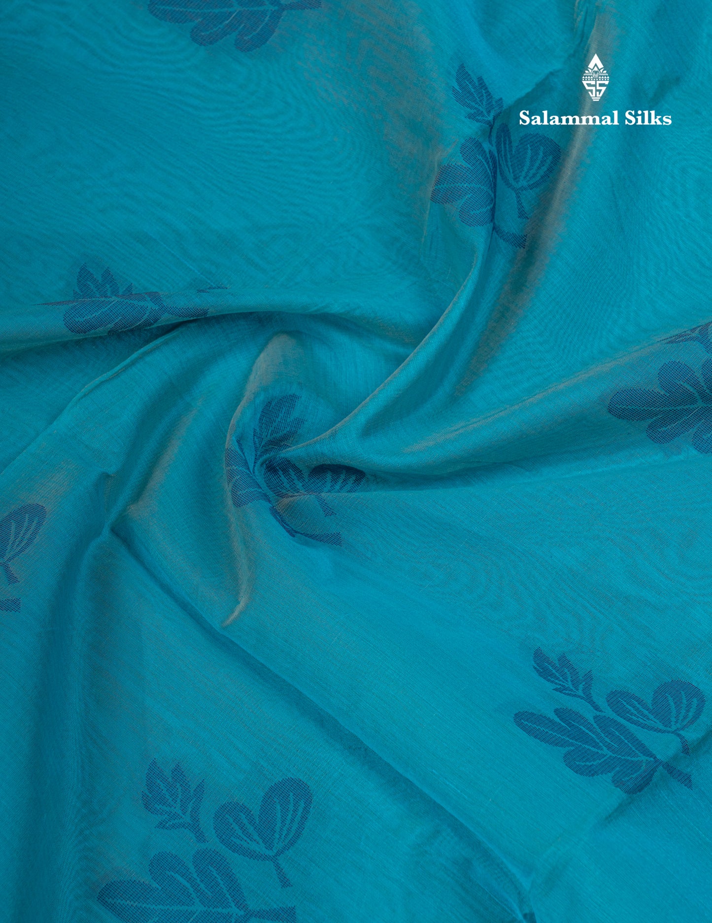 Beautiful Sapphire Blue Fancy Kora Cotton Saree With Blouse