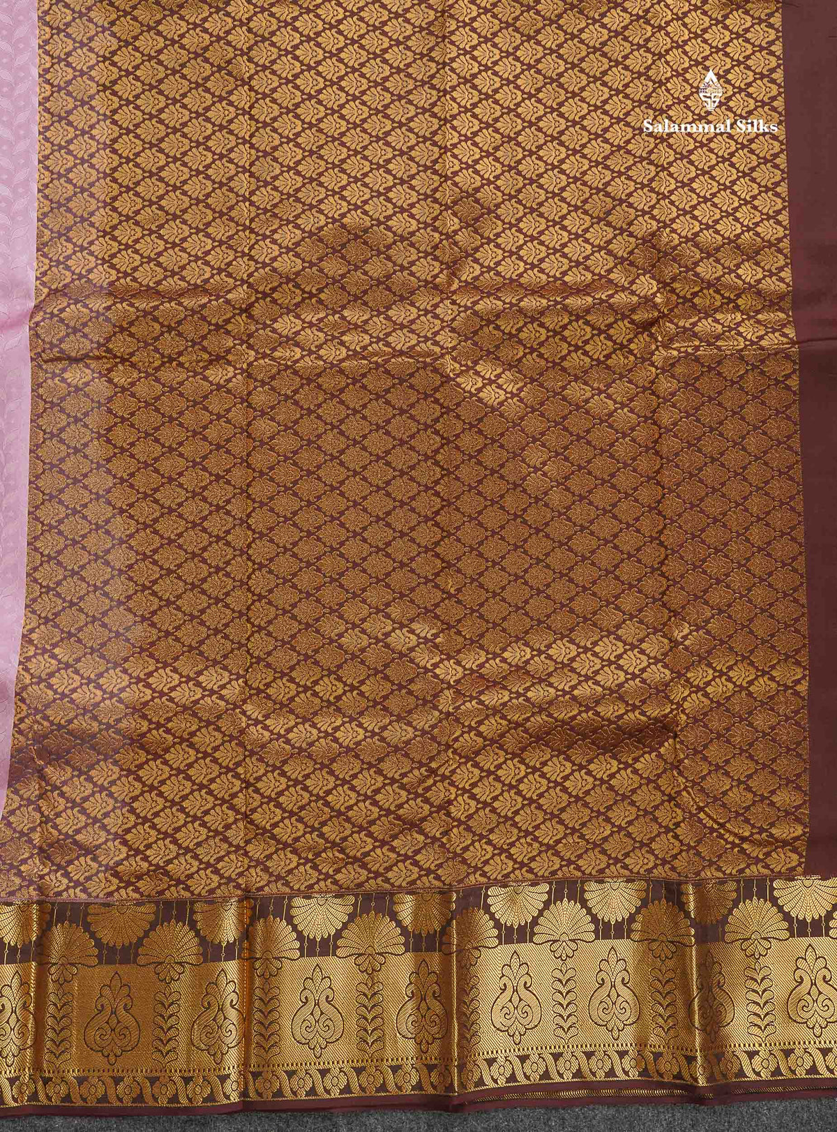 Semi Silk Saree - Baby Pink Colour Body With Contrast Dark Brown Evening Morning Border