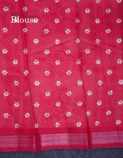 Beautiful Half White Mahu Silk Fancy Saree With Contrast Red Tissue Border