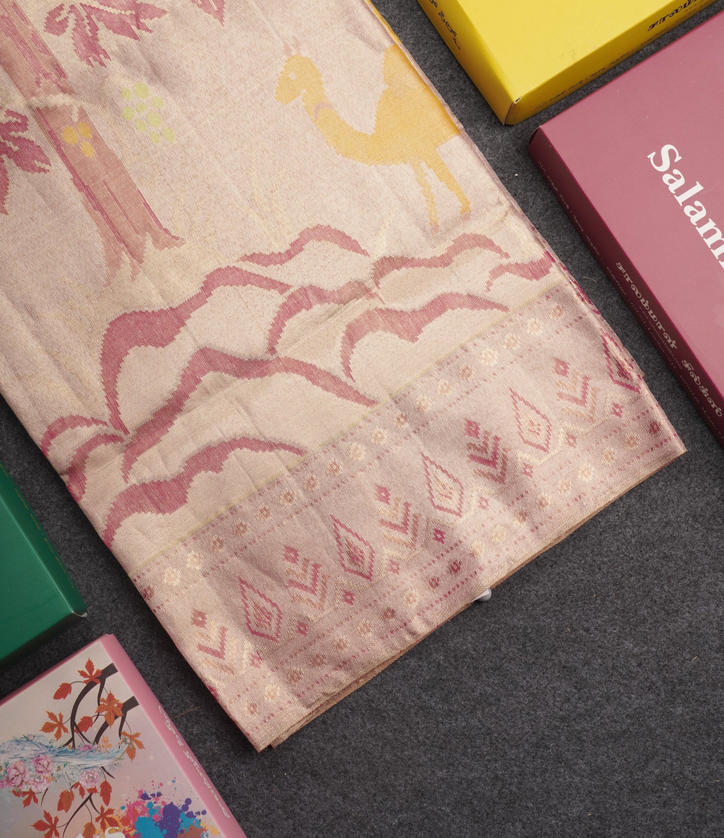 Forest Theme Based Bridal Tissue Pure Kanjivaram Silk Saree With Self Border