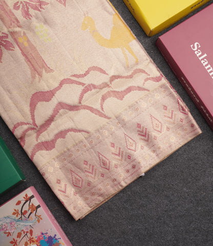 Forest Theme Based Bridal Tissue Pure Kanjivaram Silk Saree With Self Border