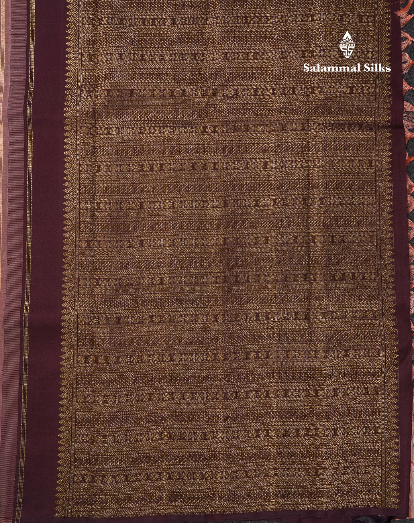 Beautiful Peach Fancy Pure Kanjivaram Silk Saree With Contrast Dark Brown Blouse