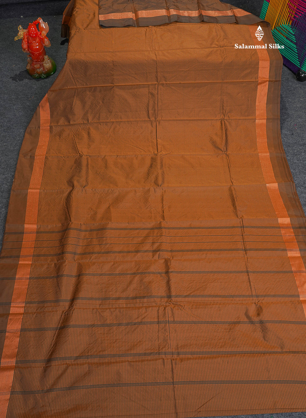 Semi Silk Saree - Brown Colour Body With Zari Border