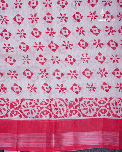 Beautiful White Mahu Silk Fancy Saree With Contrast Red Border