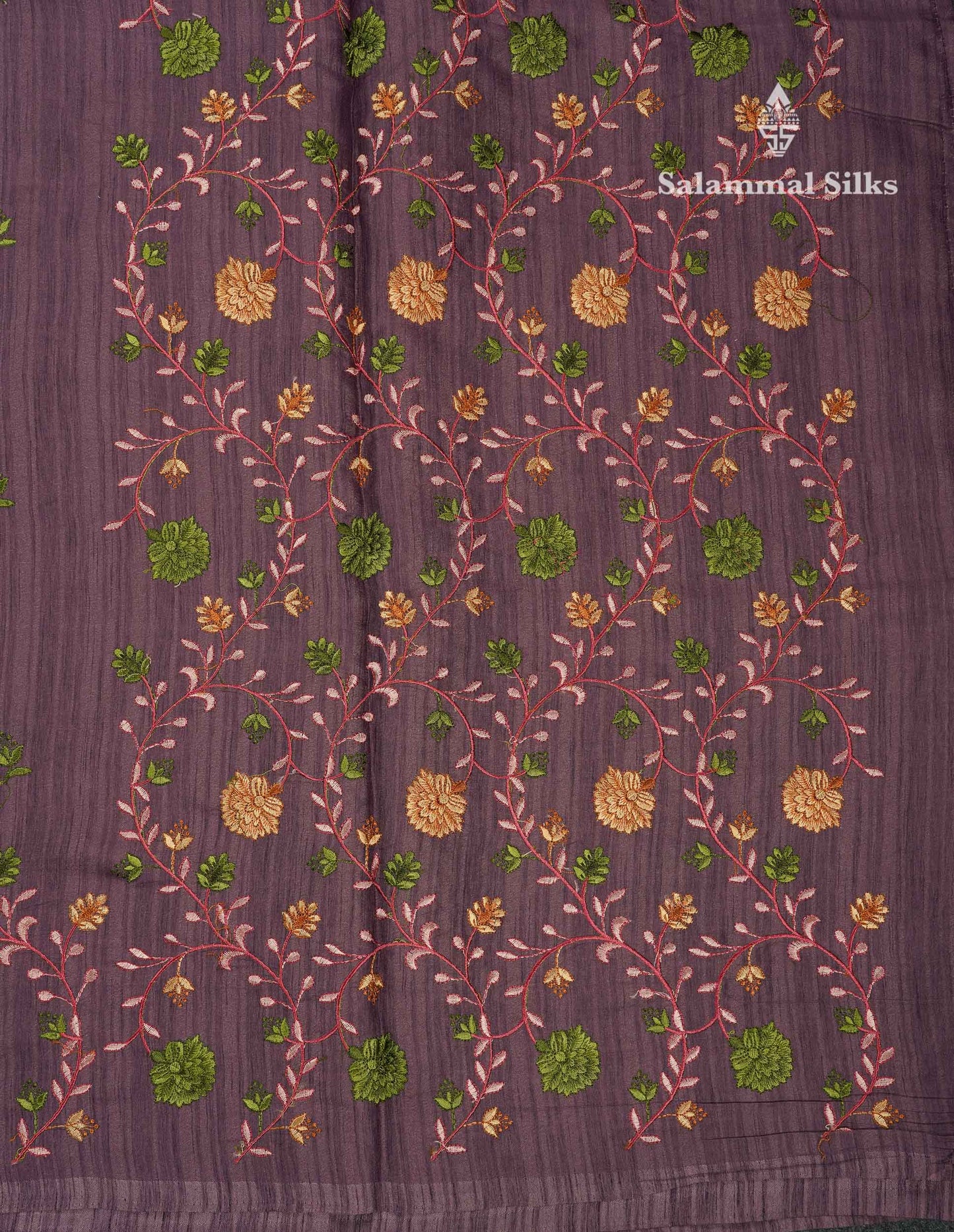 Beautiful Pastel Violet Thread Work Butta Saree With Fancy Embroidery Border