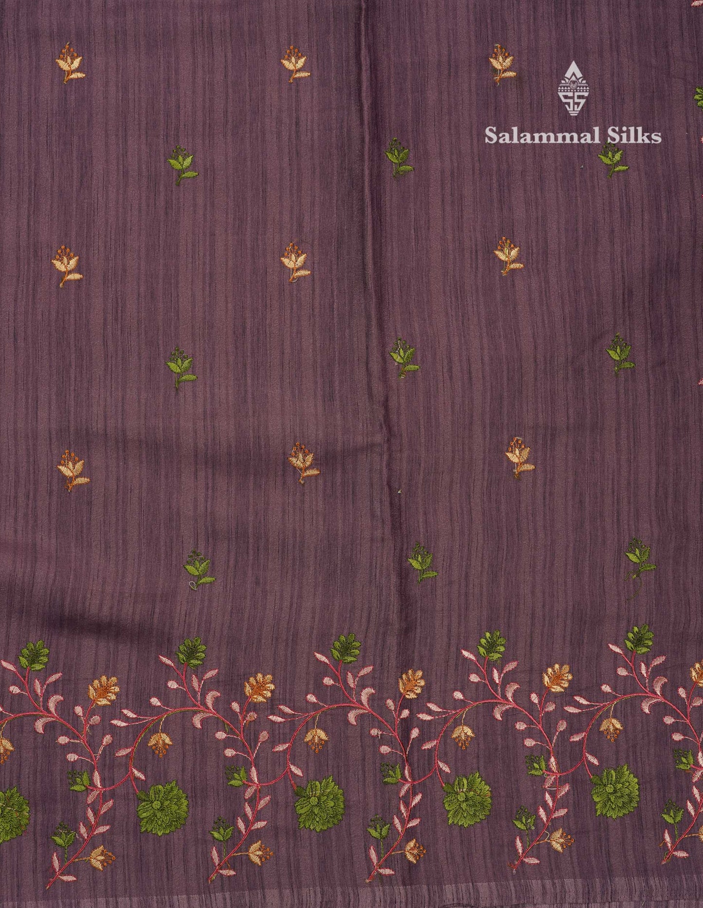 Beautiful Pastel Violet Thread Work Butta Saree With Fancy Embroidery Border