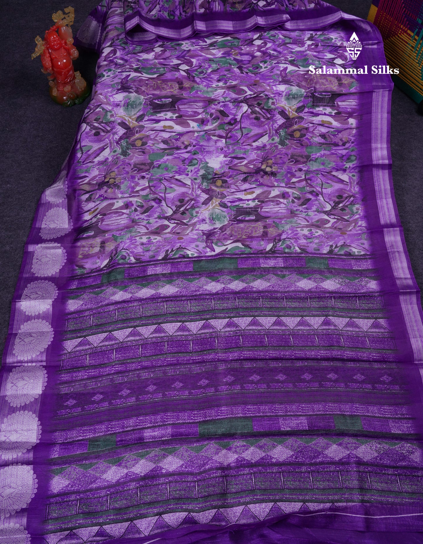 Beautiful Multicolour Mixed Cotton Saree With Contrast Army Green Fancy Tissue Border