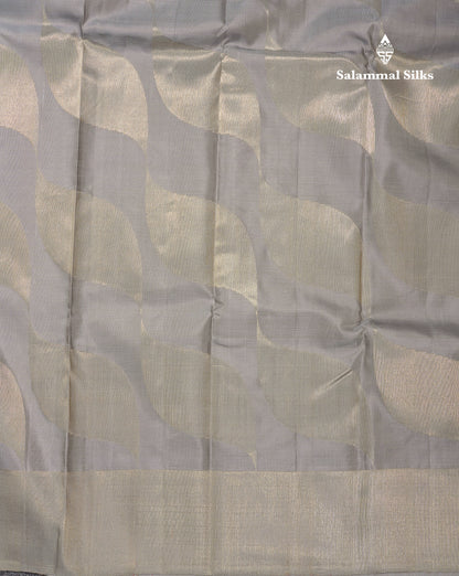 Beautiful Light Grey 8 Kol Pure Kanjivaram Silk Saree With Blouse