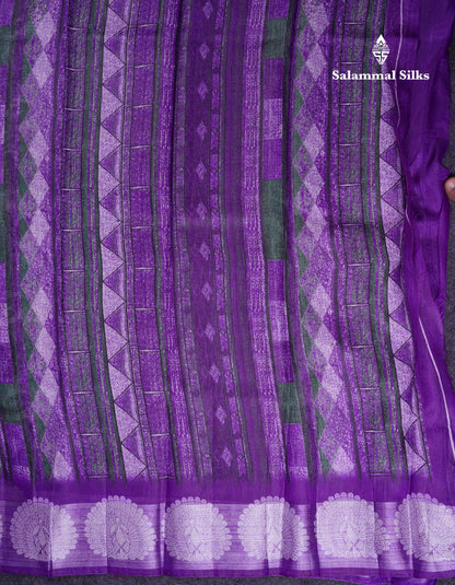 Beautiful Multicolour Mixed Cotton Saree With Contrast Army Green Fancy Tissue Border