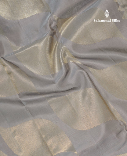 Beautiful Light Grey 8 Kol Pure Kanjivaram Silk Saree With Blouse