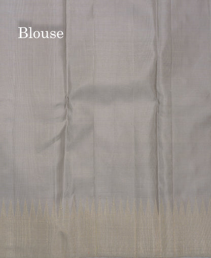 Beautiful Light Grey 8 Kol Pure Kanjivaram Silk Saree With Blouse