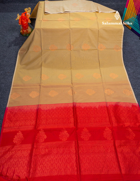 Beautiful Dark Sandal SICO Cotton Saree With Contrast Reddish Pink Blouse