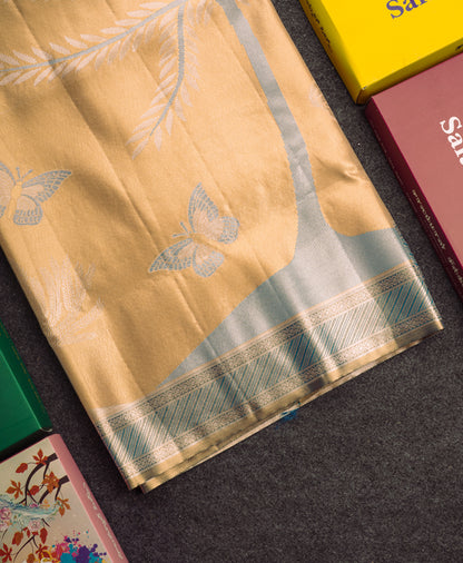 Gold Bridal Semi Silk Saree With Contrast Pista Green Blouse