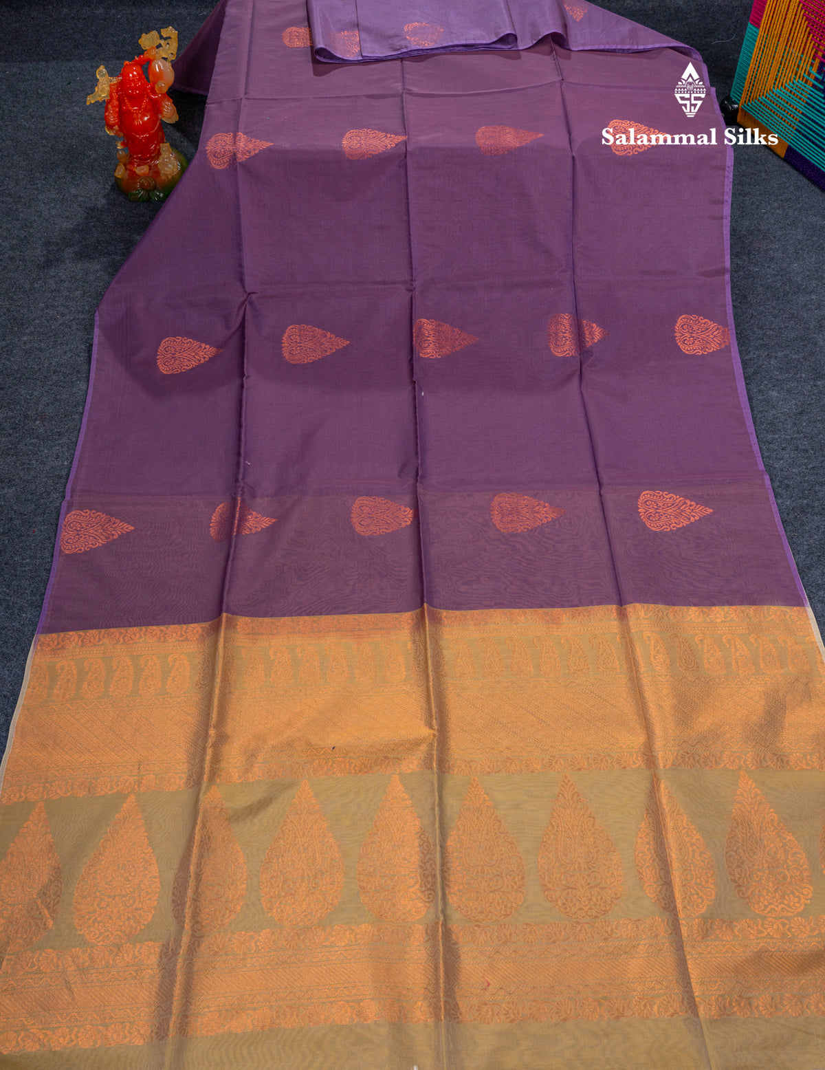 Beautiful Light Violet SICO Cotton Saree With Contrast Sandal Blouse