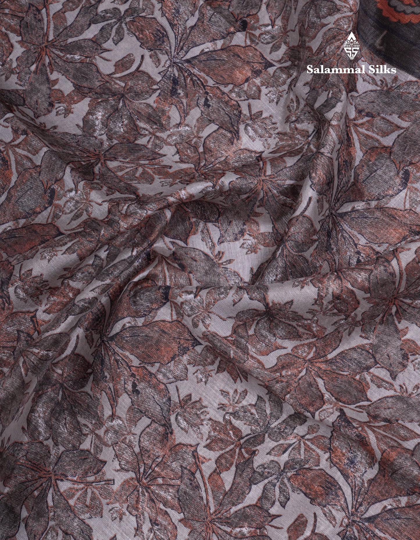 Beautiful Grey White Mixed Cotton Saree With Contrast Dark Brown Fancy Tissue Borber