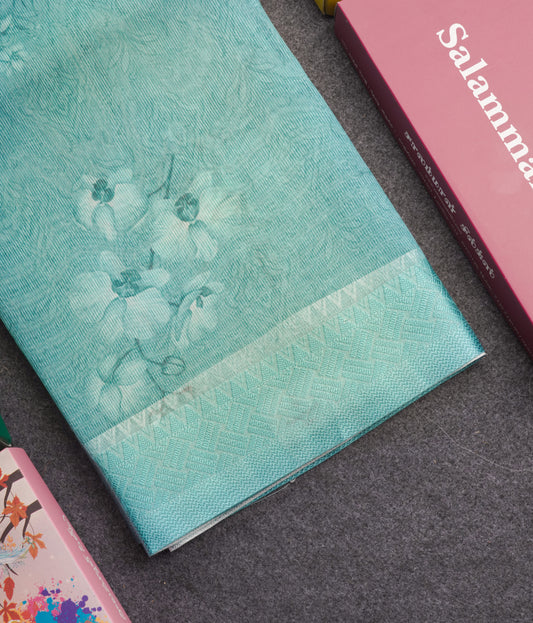 Pastel Blue Silk Kota Saree With Fancy Border