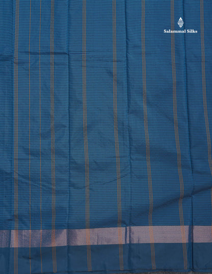 Semi Silk Saree - Navy Blue Colour Body With Zari Border