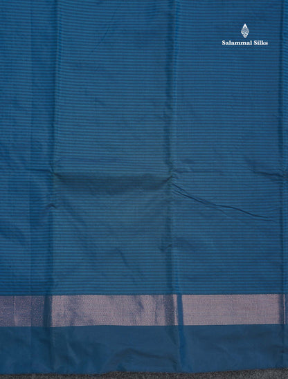 Semi Silk Saree - Navy Blue Colour Body With Zari Border