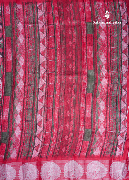 Beautiful Multicolour Mixed Cotton Saree With Contrast Army Green Fancy Tissue Border