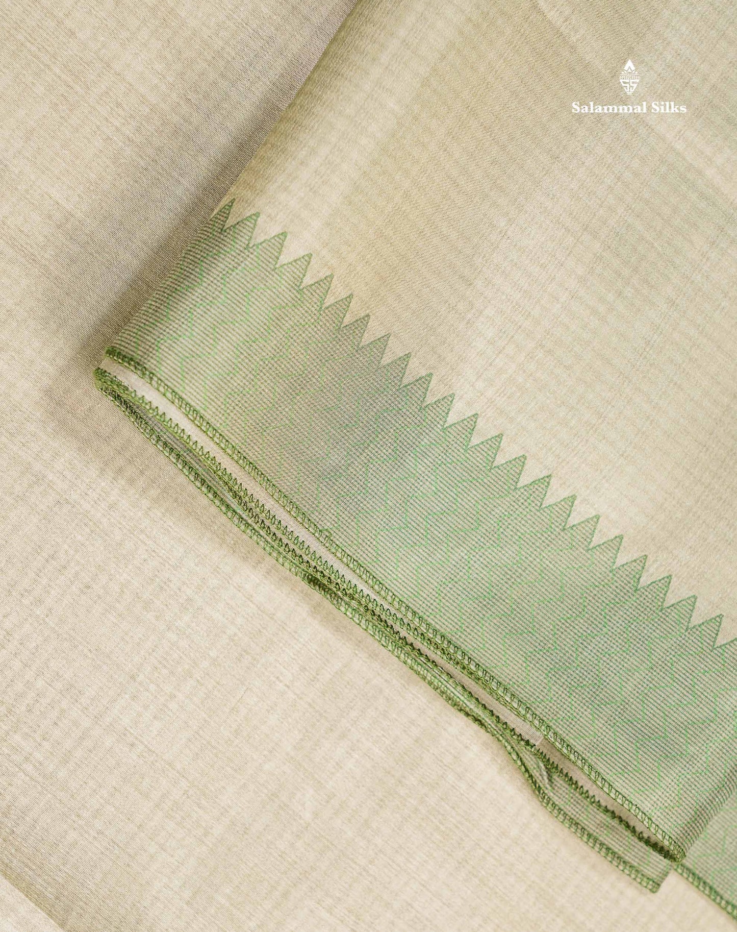 Semi Tussar Saree - Light Pista Green Plain Along With Floral Design & Contrast Light Green Border