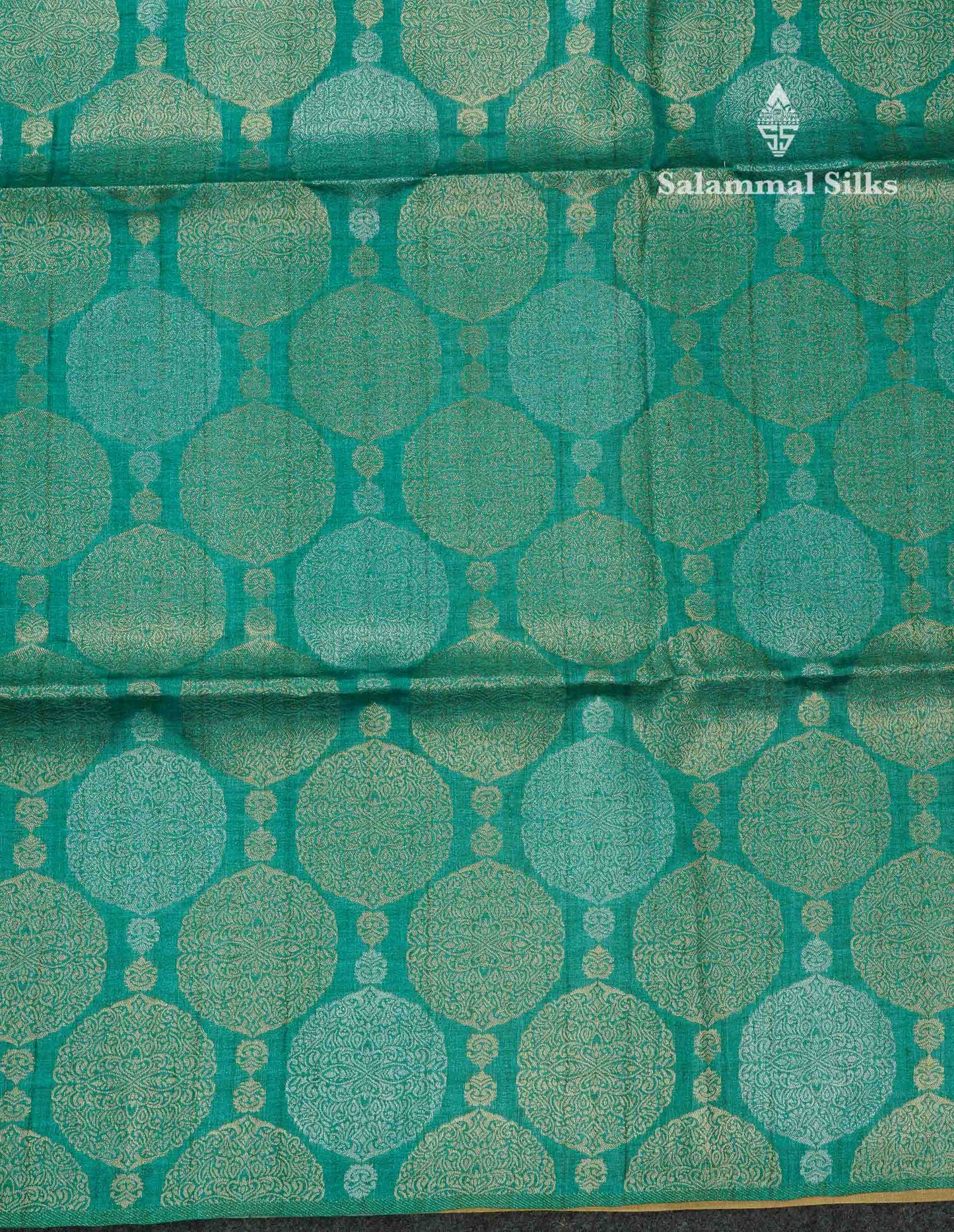Beautiful Sapphire Green Semi Tussar Fancy Saree With Contrast Mustard Yellow Blouse