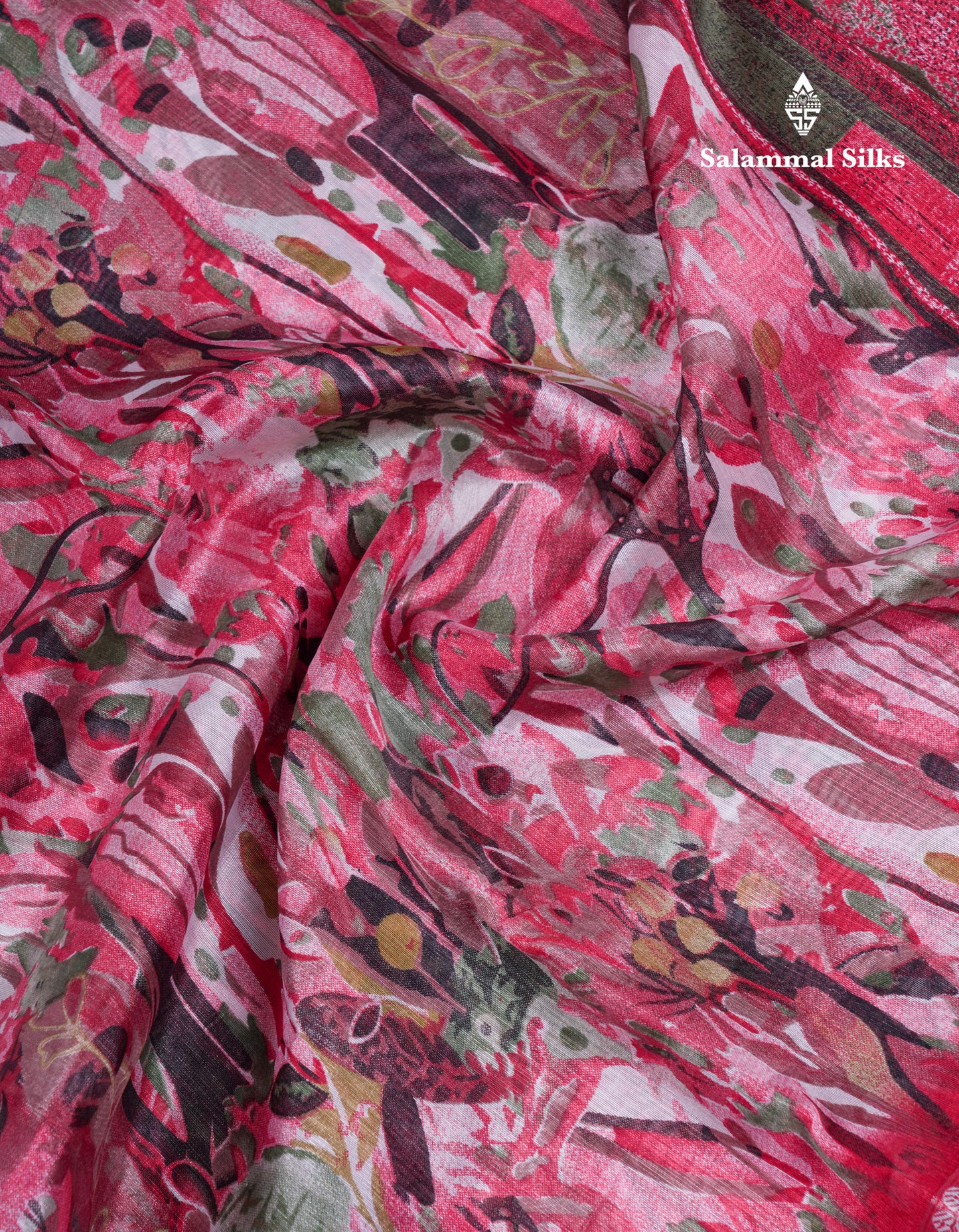 Beautiful Multicolour Mixed Cotton Saree With Contrast Army Green Fancy Tissue Border