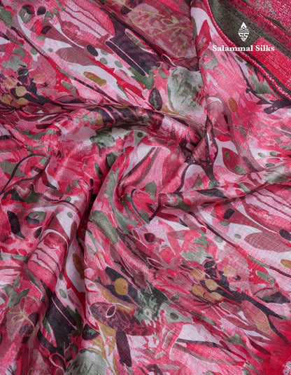 Beautiful Multicolour Mixed Cotton Saree With Contrast Army Green Fancy Tissue Border