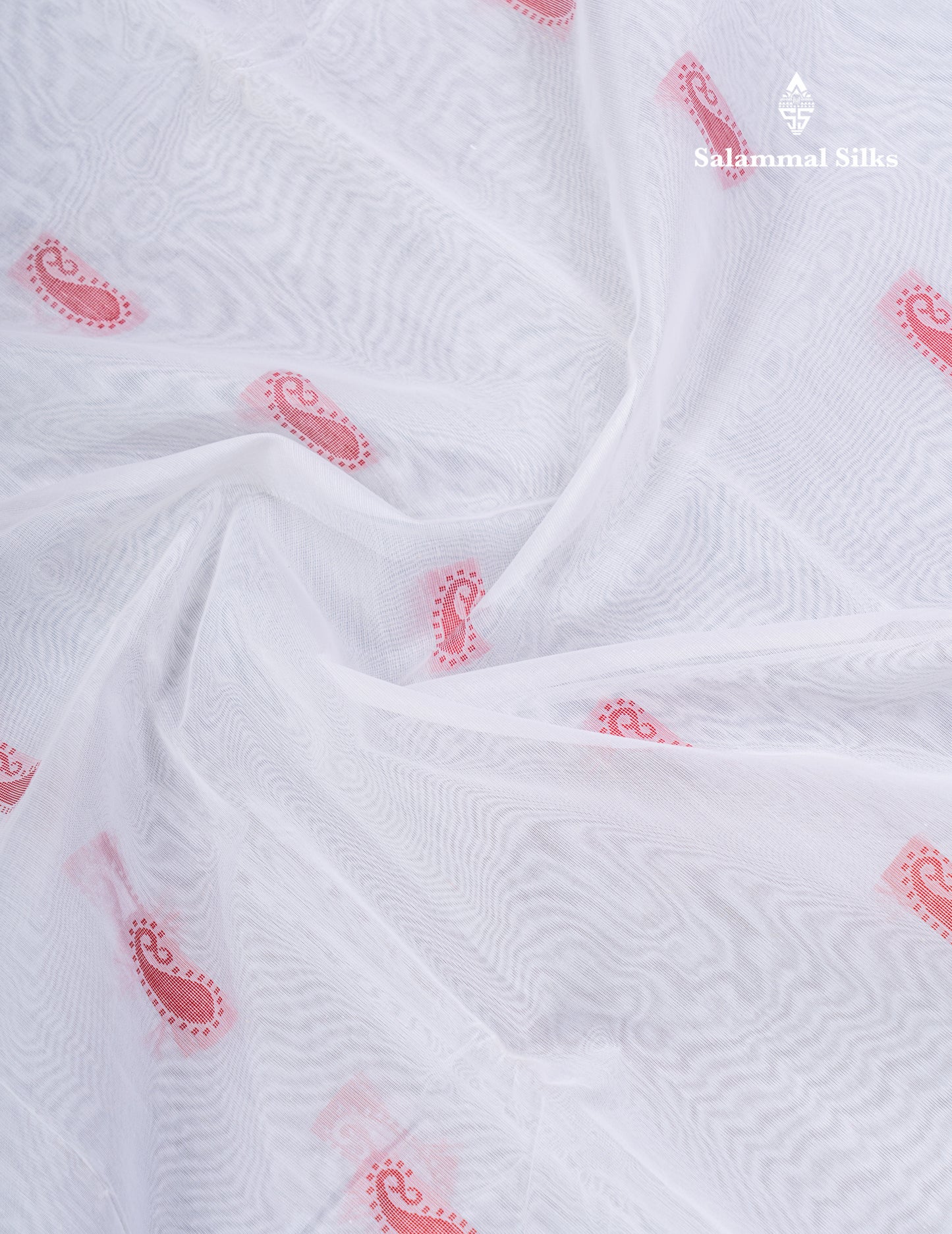 White Kota Cotton Saree Maroon Thread Butta With Self Blouse