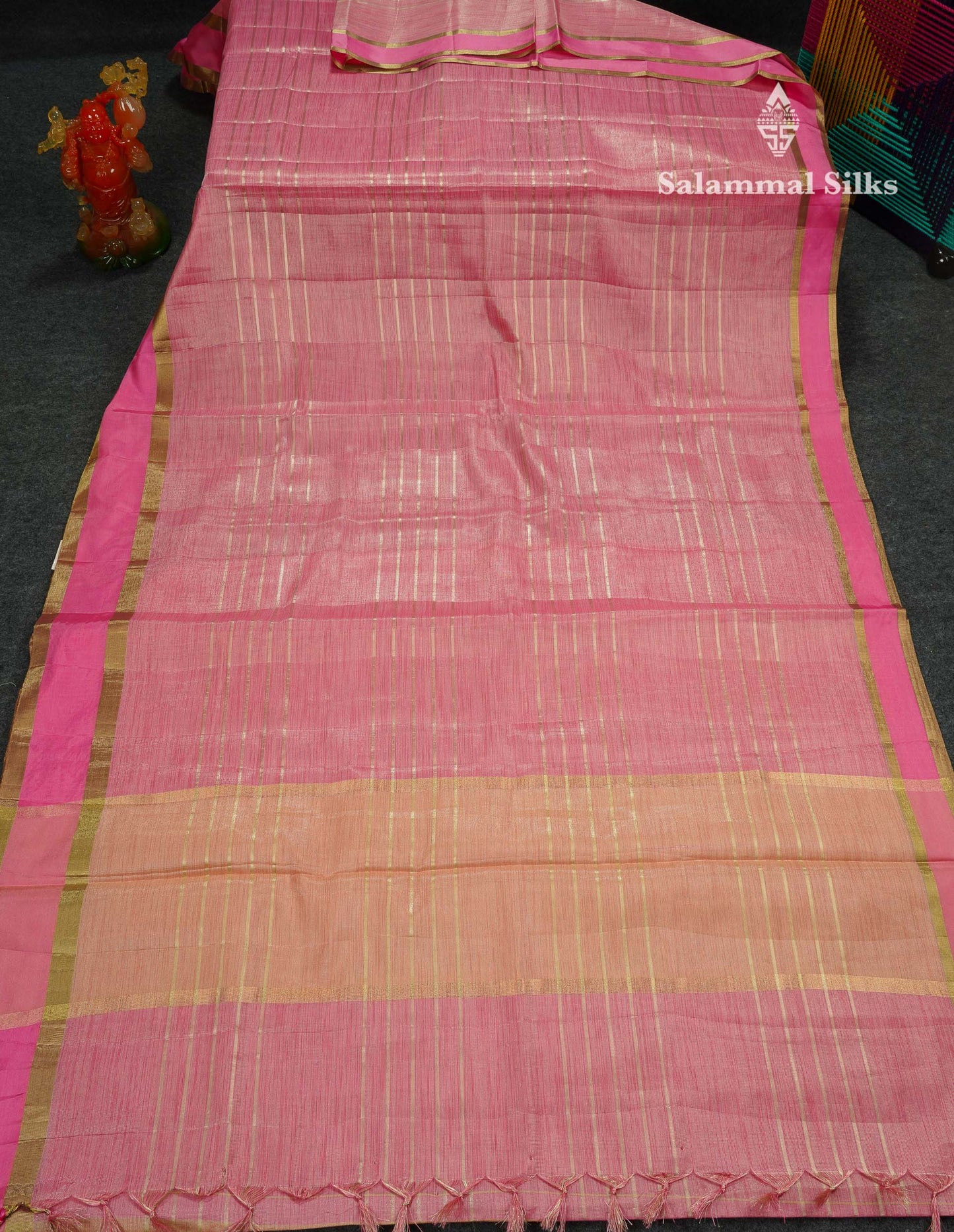 Beautiful Baby Pink Vaira Oosi Semi Tussar Saree With Fancy Border