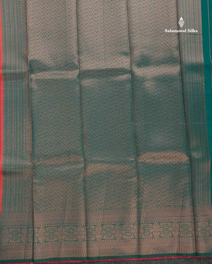 Semi Silk Saree - Peach Colour Body With Contrast Teal Green Evening Morning Border