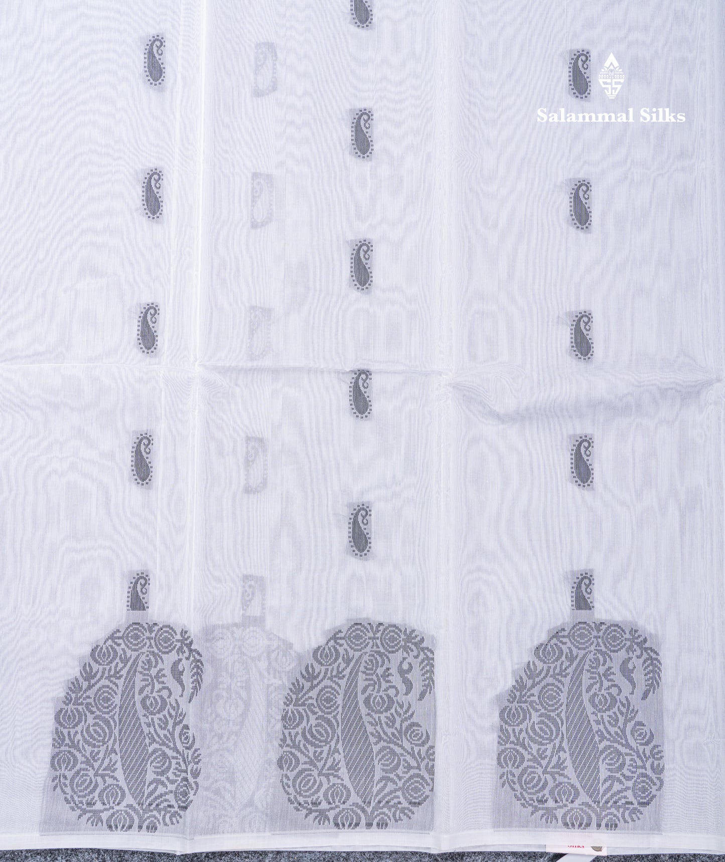 White Kota Cotton Saree Maroon Thread Butta With Self Blouse