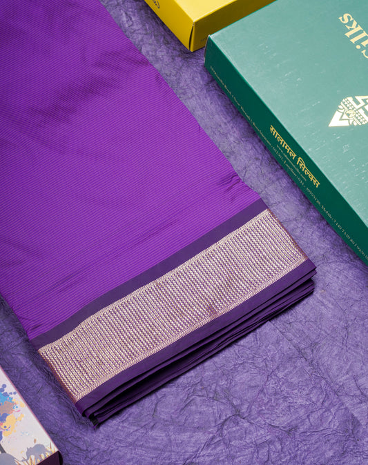 9 Yards Semi Silk Saree Purple With Self Border