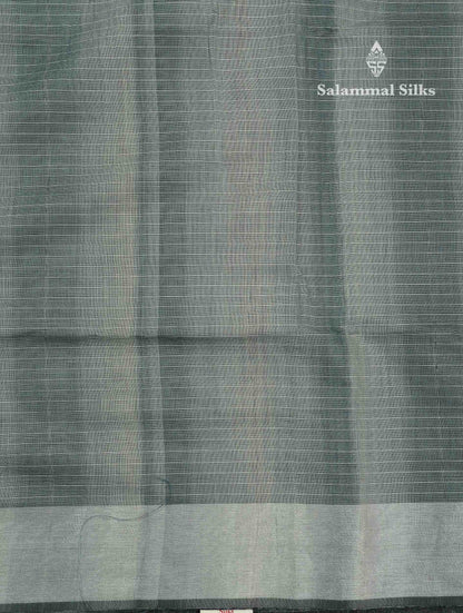 Beautiful Blueish Grey Linen Cotton Mix Saree With Fancy Tissue Border