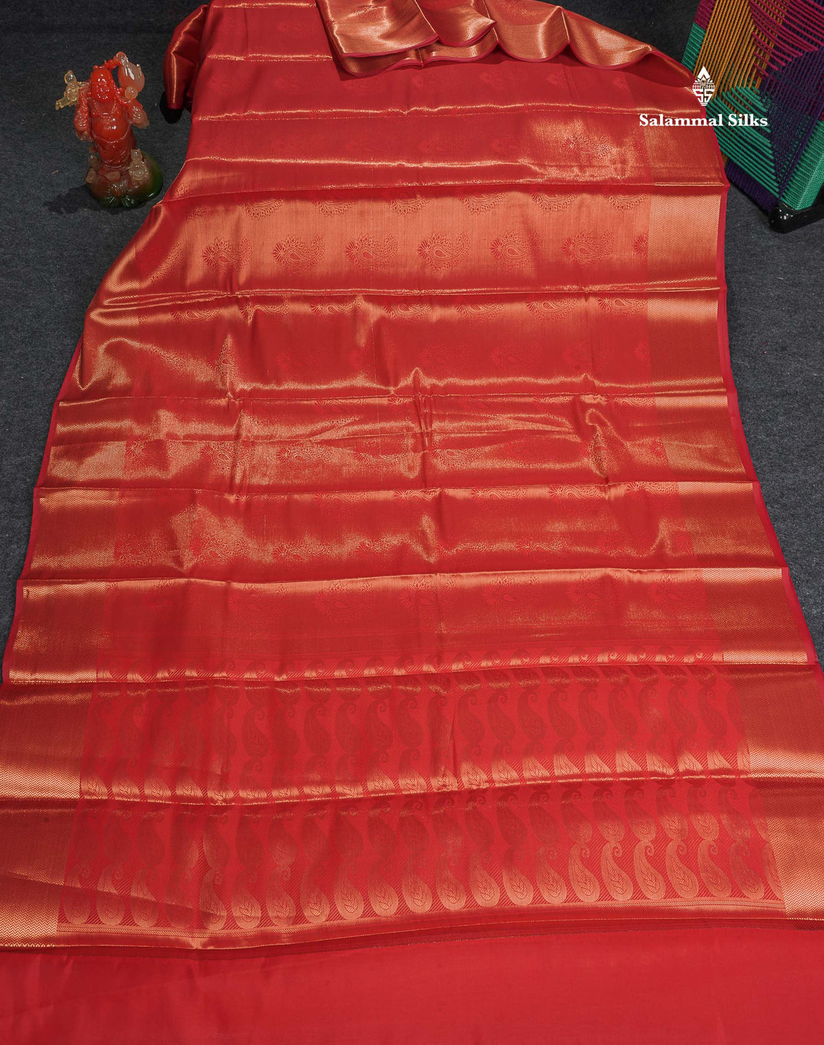 Semi Raw Silk Saree -  Redish Maroon Colour Body With Fancy Border