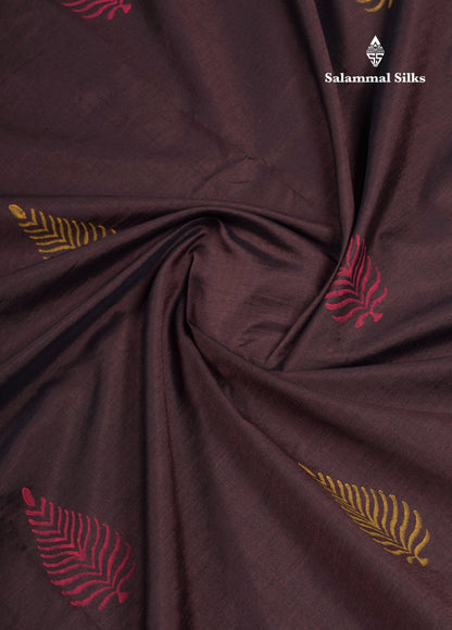 Beautiful Brown South Cotton Printed Saree With Contrast Mustard Yellow Blouse