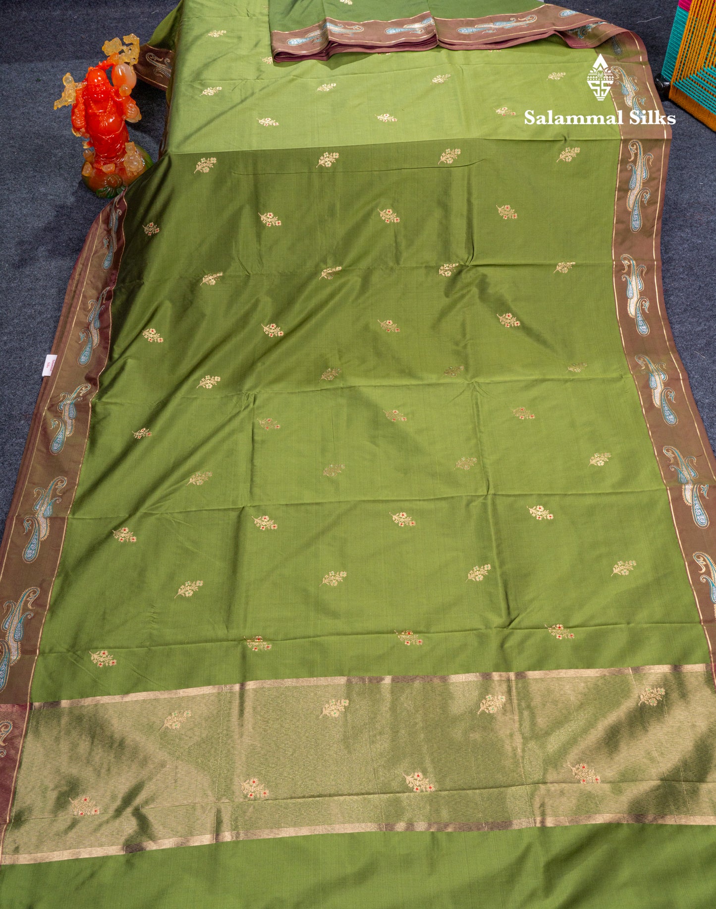 Dark Maroon Menakari Work Semi Soft Silk Saree With Fancy Border