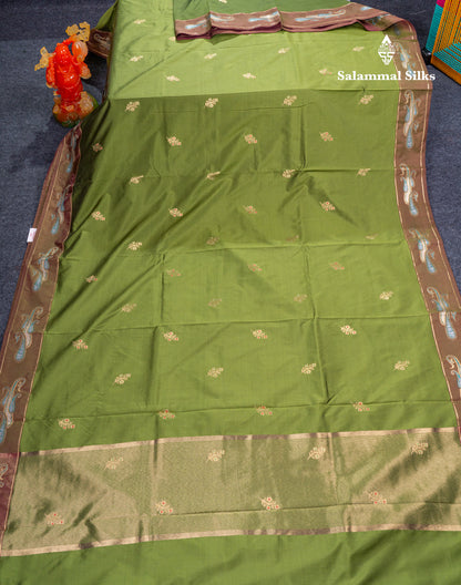 Dark Maroon Menakari Work Semi Soft Silk Saree With Fancy Border
