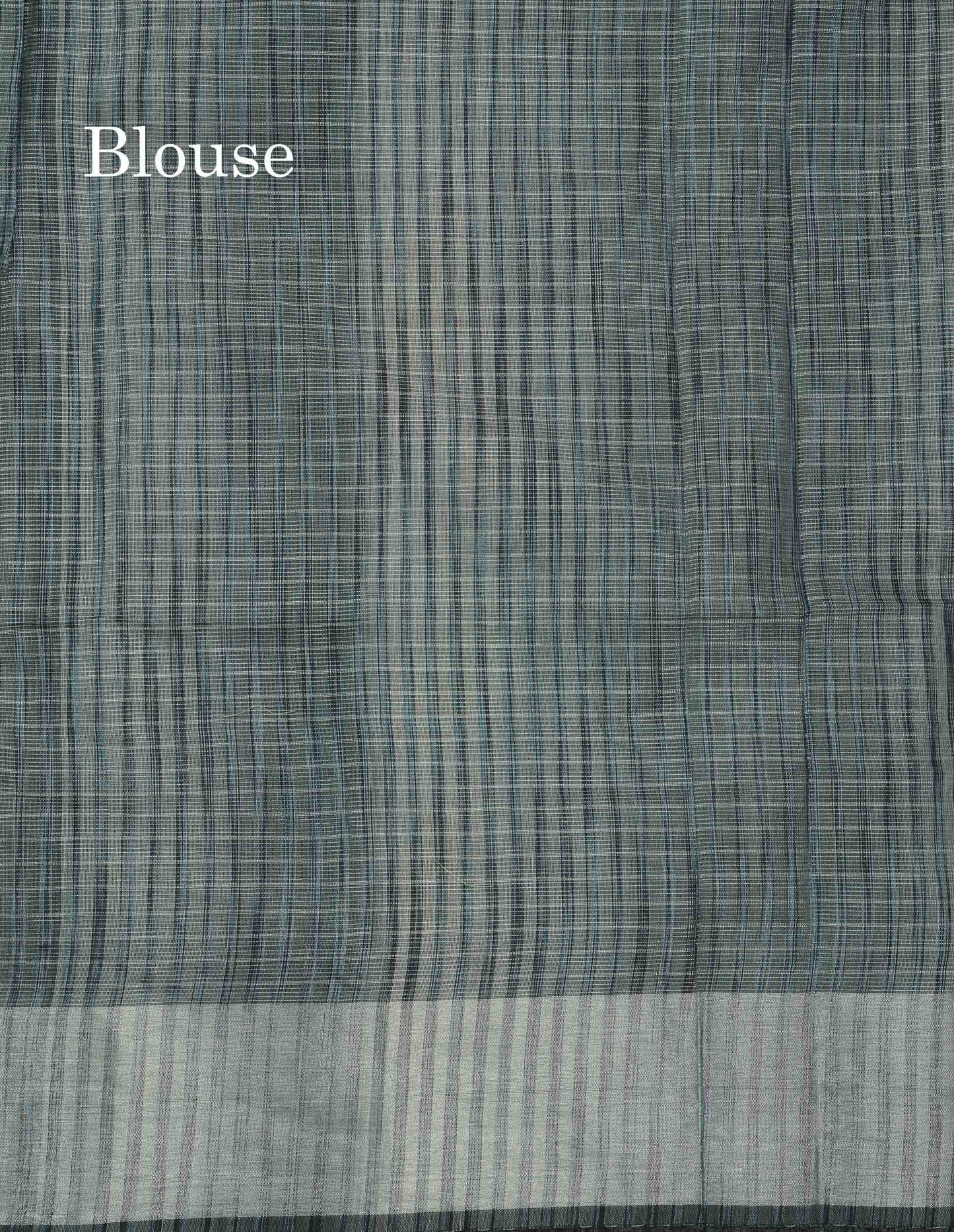 Beautiful Blueish Grey Linen Cotton Mix Saree With Fancy Tissue Border