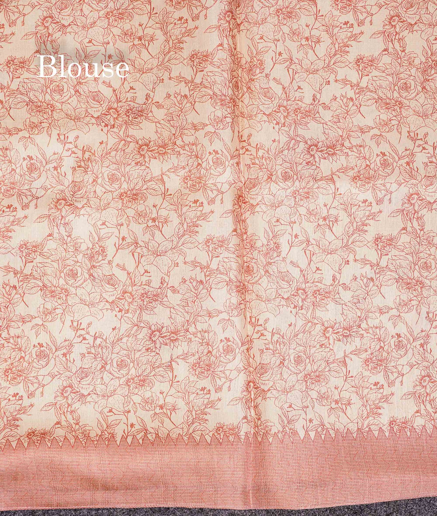 Semi Tussar Saree - Sandal Plain Along With Floral Design & Contrast Peach Border