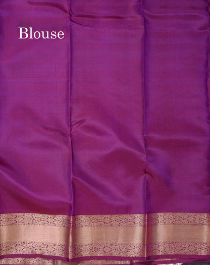 Beautiful Magenta Pure Kanjivaram Silk Saree With Traditional Medium Border