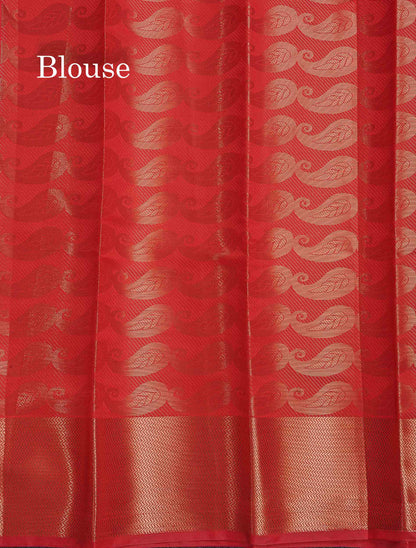 Semi Raw Silk Saree -  Redish Maroon Colour Body With Fancy Border