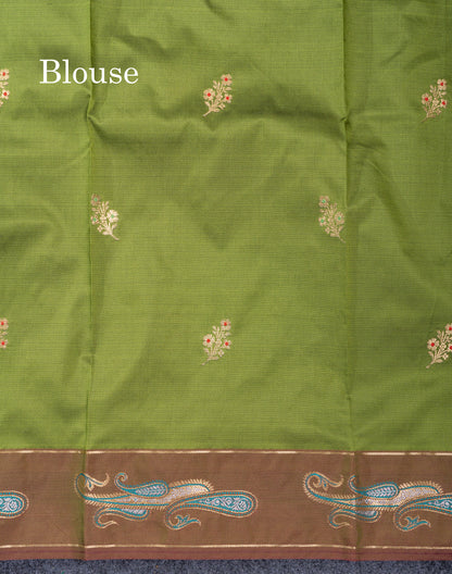 Dark Maroon Menakari Work Semi Soft Silk Saree With Fancy Border